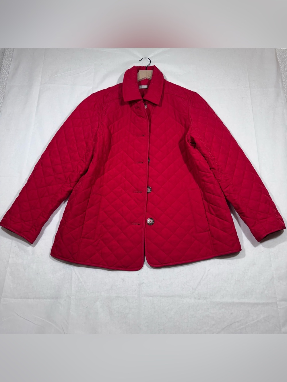 Chico’s Womens Quilted Button Up Lightweight Jacket Red Size L /12